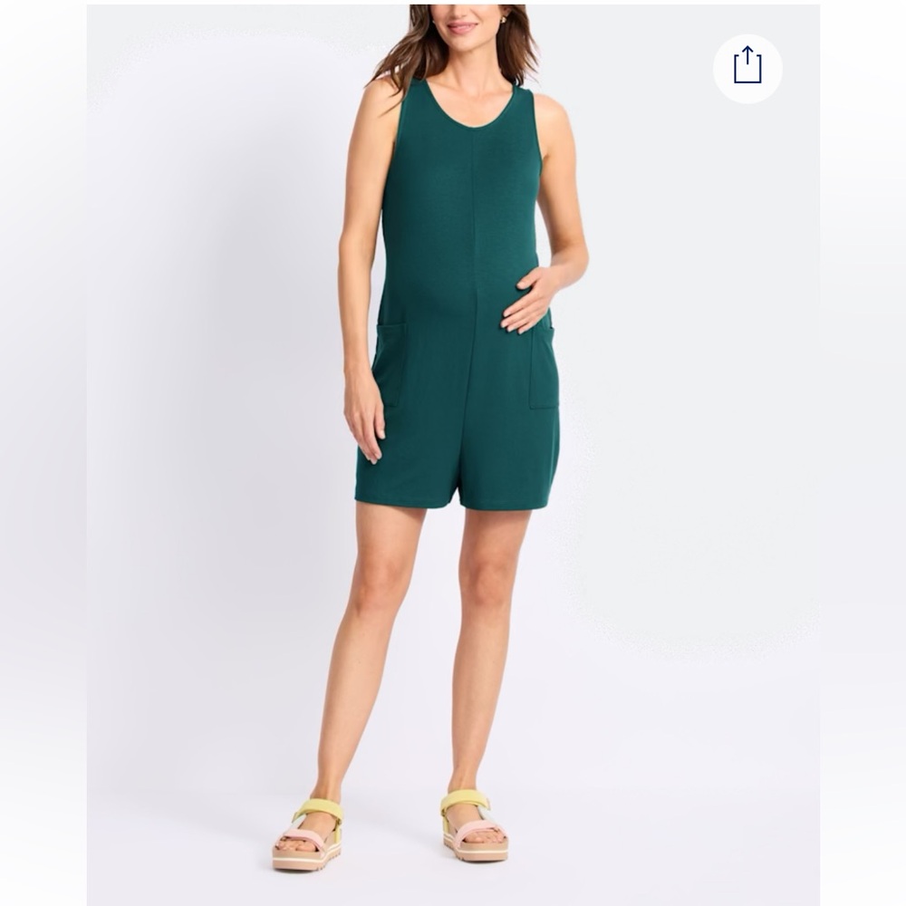 NWT Threads 4 Thought Green Maternity Romper Relaxed Fit Medium